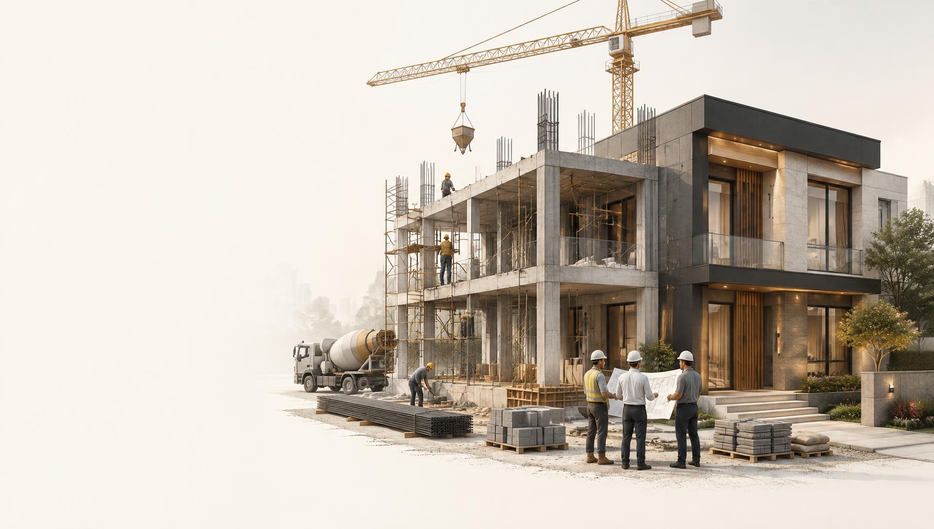 Dream Grid consultants overseeing a contemporary home under construction
